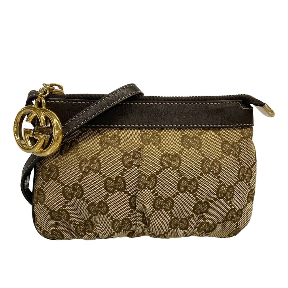 Gucci GG Canvas Shoulder Bag 212216 Dark Brown Light Brown Jacquard Leather